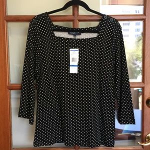Jones New York Signature Polka Dot Knit Blouse